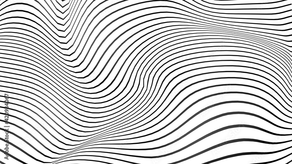 Black and white curve wave line abstract background.