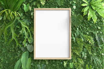 Mockup frame with a vertical garden