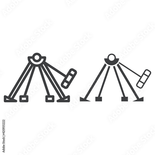 Attraction pendulum line and solid icon, The rides concept, fairground attraction sign on white background, Attraction Fifth Element icon in outline style for mobile and web design. Vector graphics.