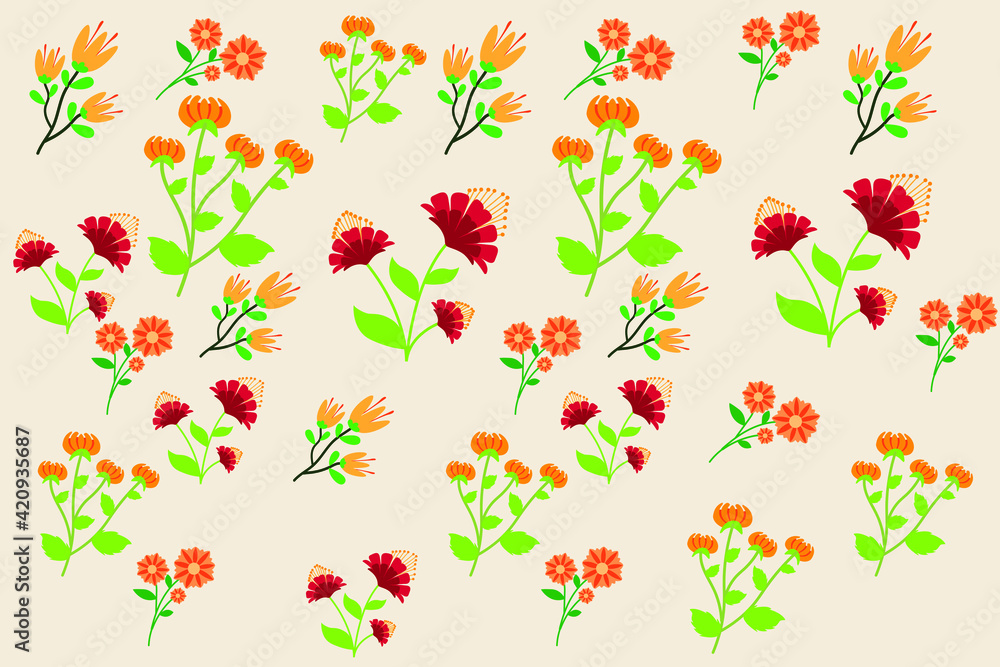 Fototapeta premium Vector pattern with floral theme. Background with flowers. Backdrop for greeting cards, posters, banners, and placards. 