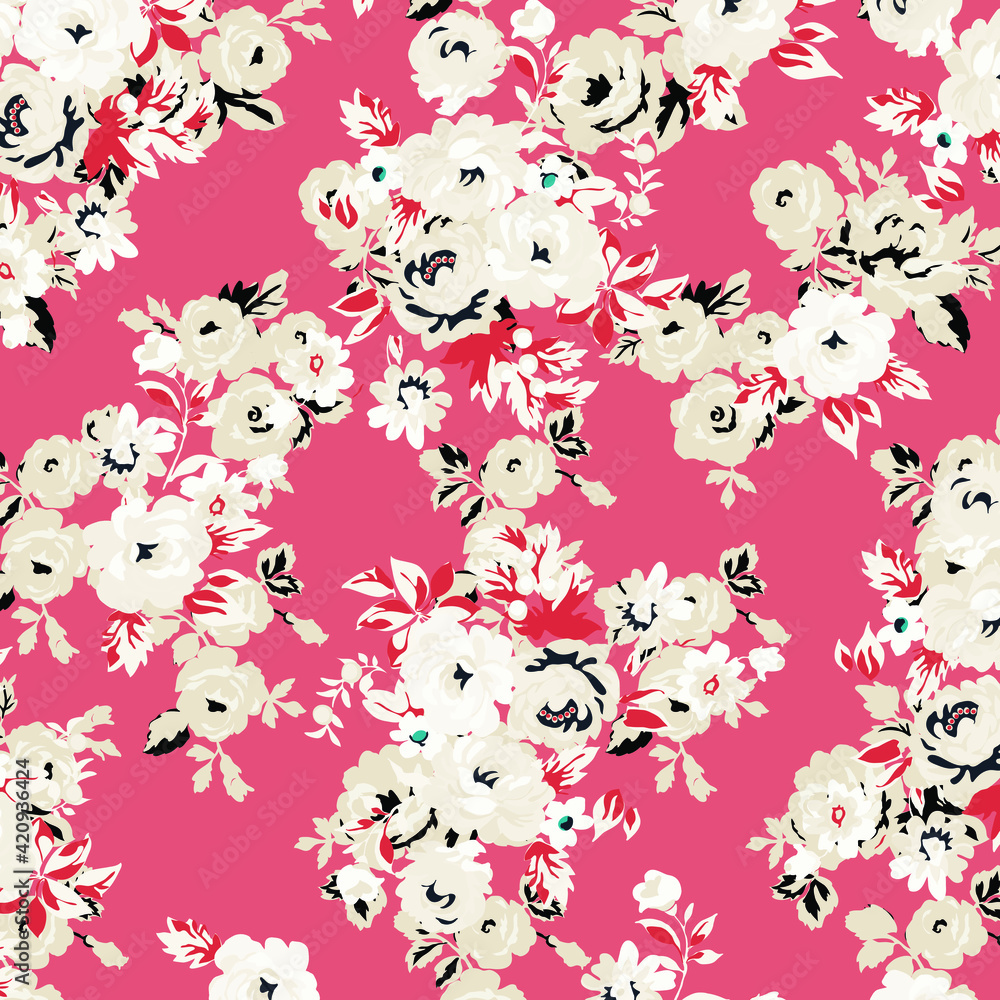Fototapeta premium Floral seamless pattern For textile, wallpapers, print, wrapping paper. Vector stock illustration.