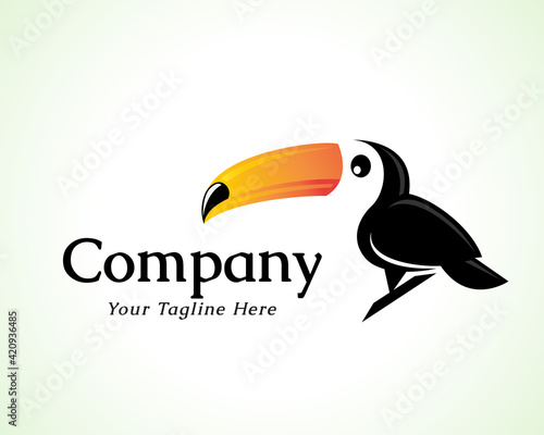 toucan bird perch logo symbol design illustration inspiration