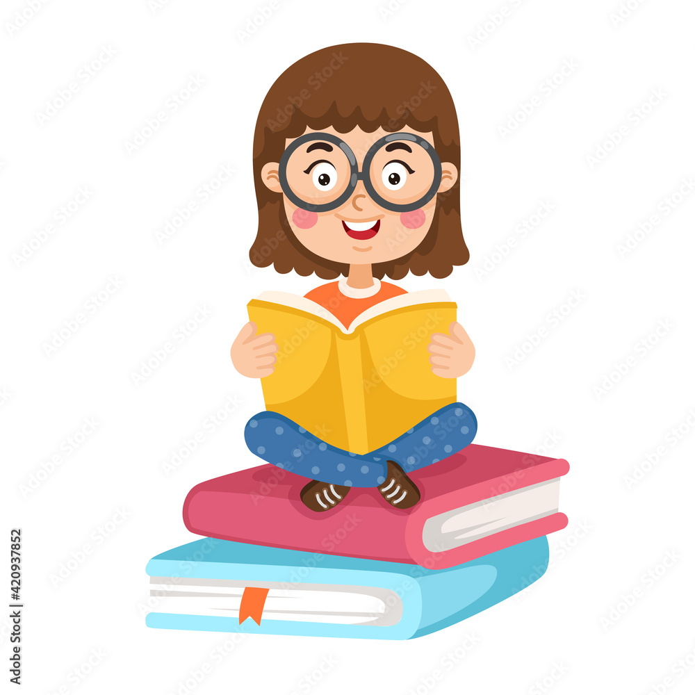 illustration of a young girl reading a book vector illustration of a young girl reading a book vector