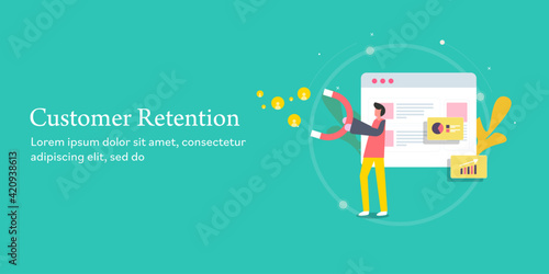 Customer retention, building loyal customer brand. Inbound marketing strategy, generate leads, customer acquisition and keep the customer, marketing online business. 