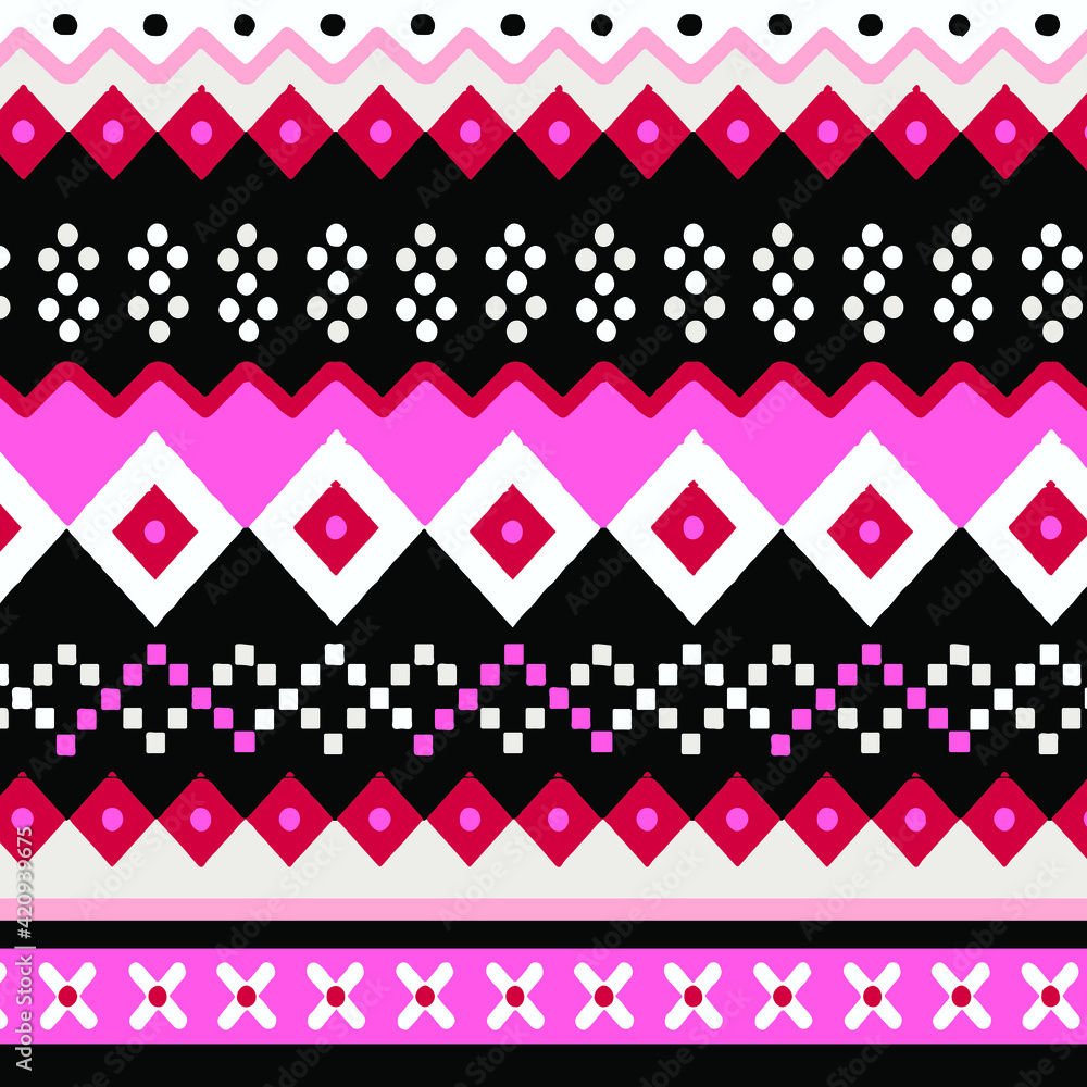Fototapeta Nordic pattern illustration vector. New Year or winter design. Sweater ornaments for scandinavian pattern. Vector illustration.