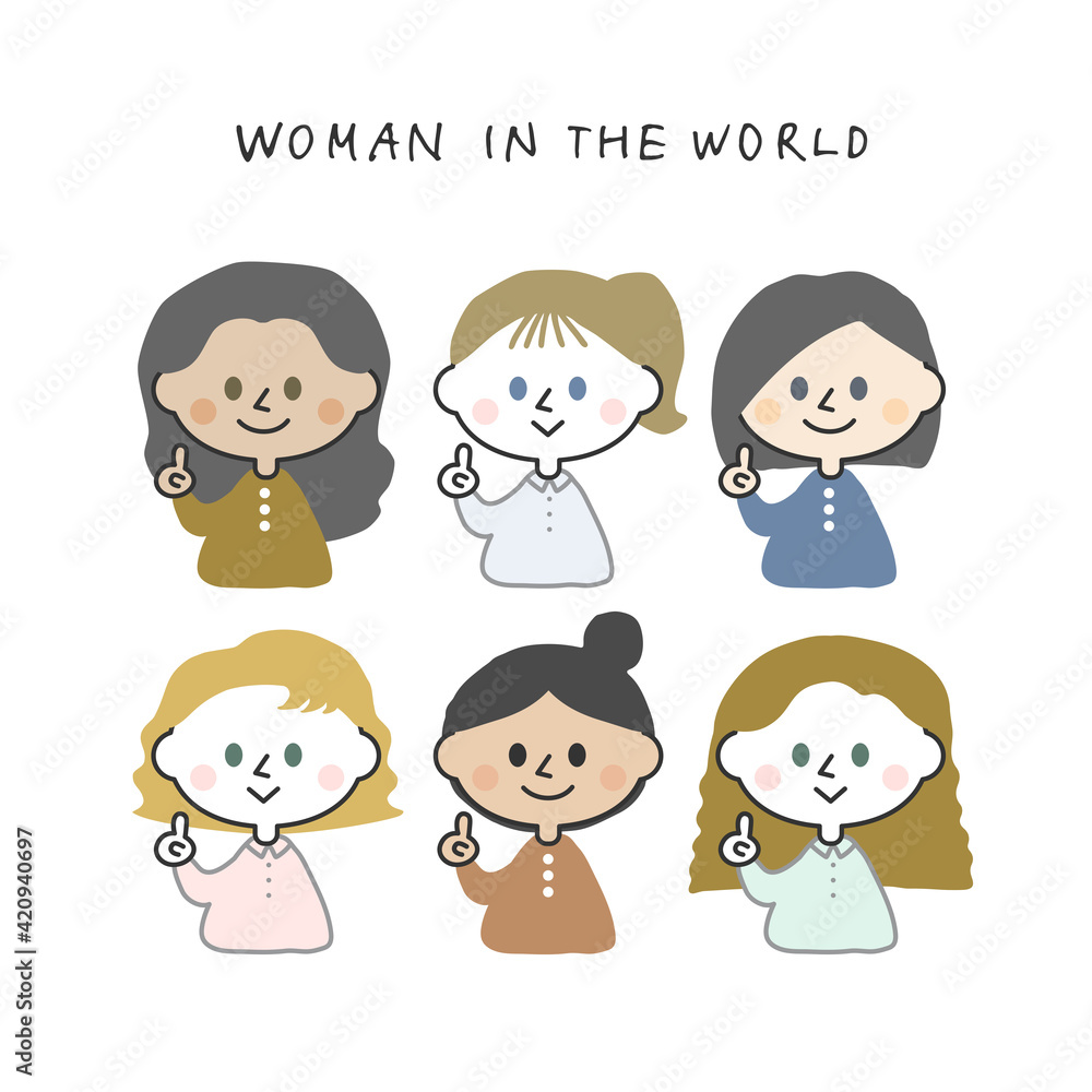 人差し指を立てた世界の女性たち 人差し指を立てた世界の女性たち