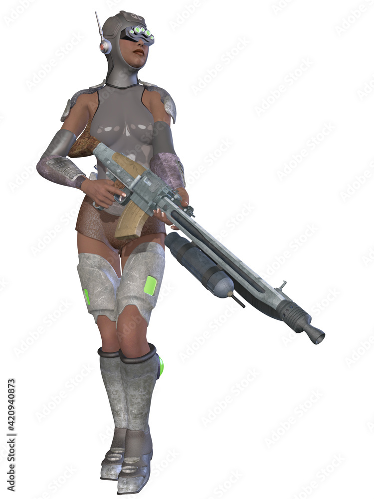 3d illustration of a female figure in a science fiction costume 3d illustration of a female figure in a science fiction costume