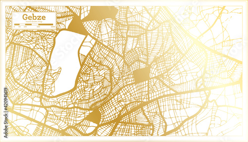 Gebze Turkey City Map in Retro Style in Golden Color. Outline Map.