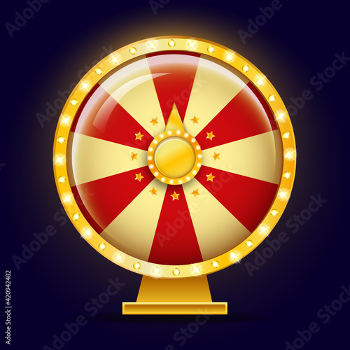 Cartoon Gold Wheel of Fortune. Realistic illustration of Wheel of Fortune symbol