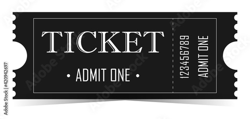 Vector template for a ticket. Used to create a paper ticket to a movie, theater, circus, or show. Black stylish retro design.