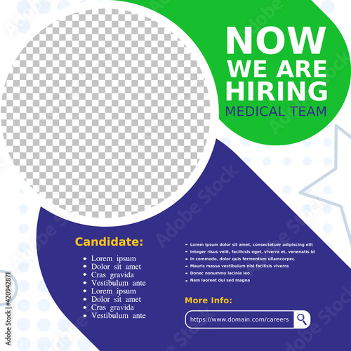 Creative social media post feed design. We are hiring doctor specialist, banner, poster, announcement job for hospital