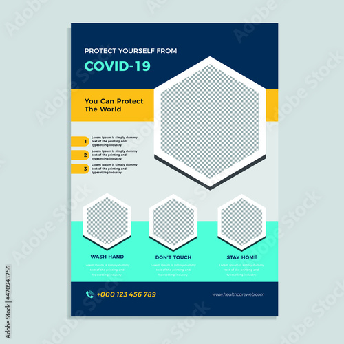Covid-19 Awareness Flyer, Coronavirus Protect Flyer, Lets Stop Coronavirus Together