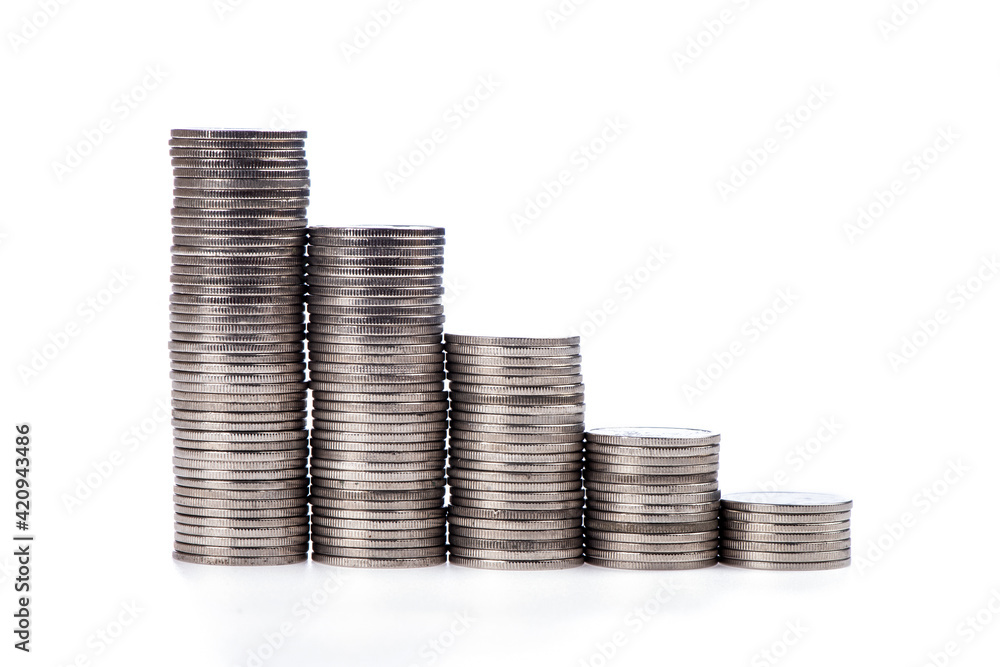 Coins stack isolated on white background Coins stack isolated on white background
