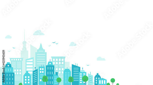 Blue city on a white background. Can use it as a background forr banner.