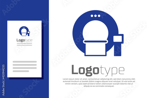 Blue Tomography icon isolated on white background. Medical scanner, radiation. Diagnosis, radiology, magnetic resonance therapy. Logo design template element. Vector Illustration