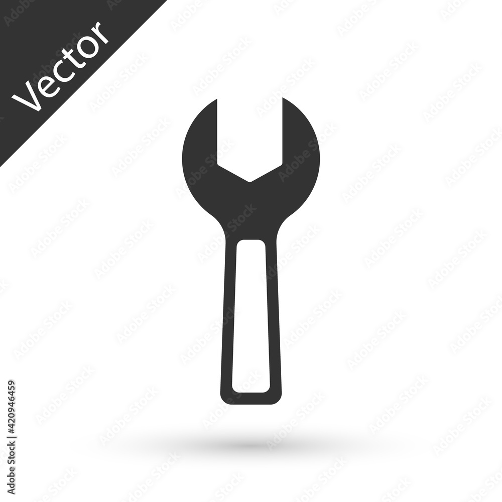Grey Wrench spanner icon isolated on white background. Vector Grey Wrench spanner icon isolated on white background. Vector
