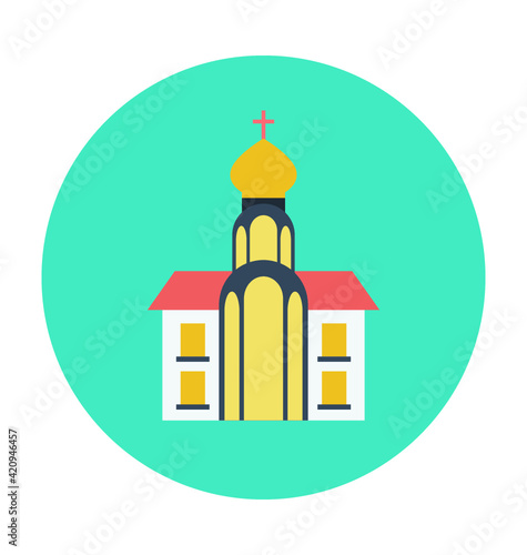 Chapel Colored Vector Illustration