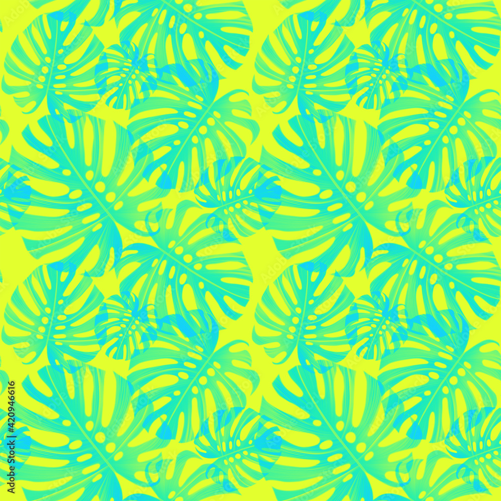 Seamless pattern with Tropical flowers and leaves design. Stylish trendy fashion floral pattern. Floral Texture for fabric.