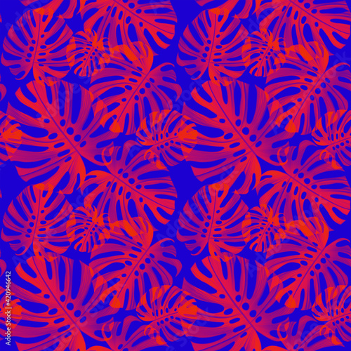 Seamless pattern with Tropical flowers and leaves design. Stylish trendy fashion floral pattern. Floral Texture for fabric.