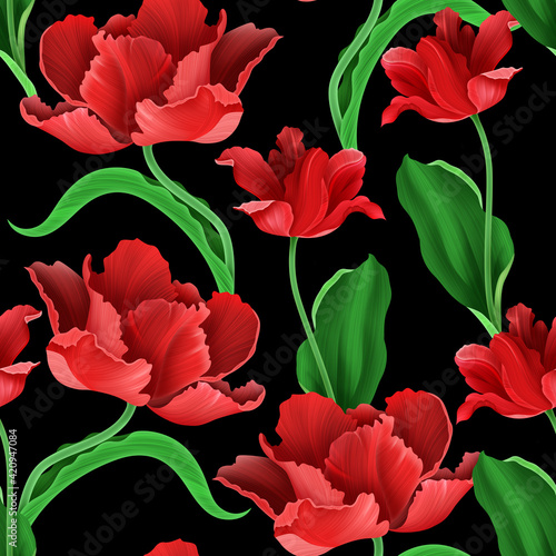 Romantic seamless tulip vintage pattern