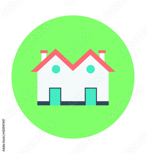 Bungalows Colored Vector Illustration