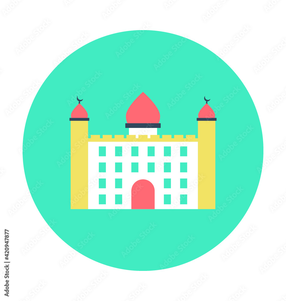 Historic Building Colored Vector Illustration