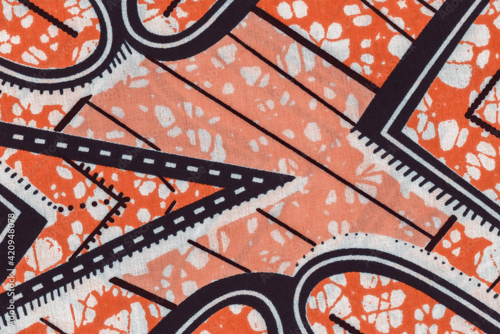 Colorful African fabric – Seamless pattern, batik, photo