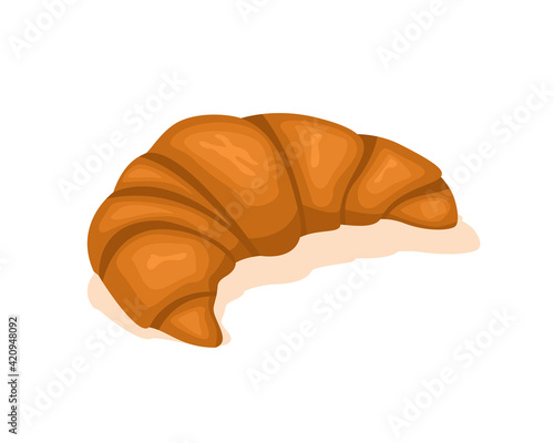 Sweet croissant bread. Baked dessert product for breakfast and lunch. vector illustration