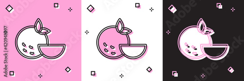 Set Orange fruit icon isolated on pink and white, black background. Vector