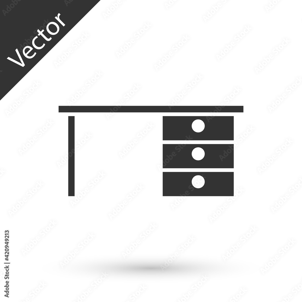 Grey Office desk icon isolated on white background. Vector Grey Office desk icon isolated on white background. Vector