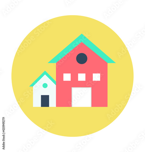 Bungalows Colored Vector Illustration
