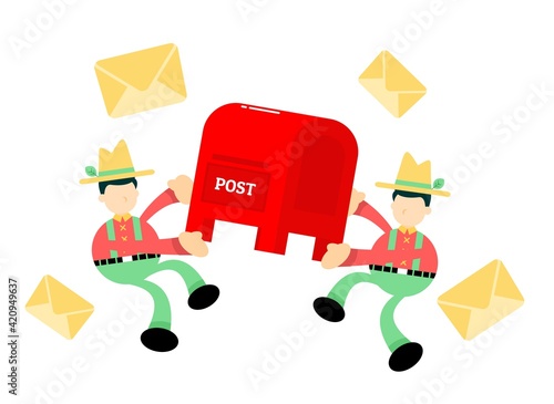 farmer man agriculture and letter mail box cartoon doodle flat design style vector illustration