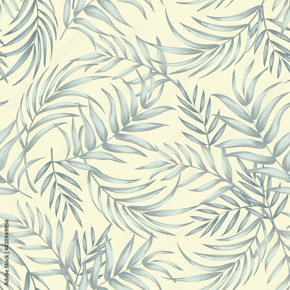 Tropical palm leaves seamless pattern. Trendy summer illustration for print, cover, textile design. Tropical palm leaves seamless pattern. Trendy summer illustration for print, cover, textile design.
