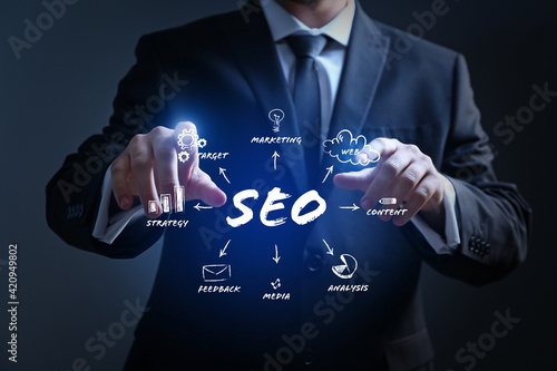 Male SEO developer using vi...