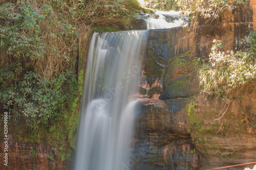 Soft water picture of the Cachoeirinha Waterfall close to Chapada dos Guimaraes in Mato Grosso, Brazil