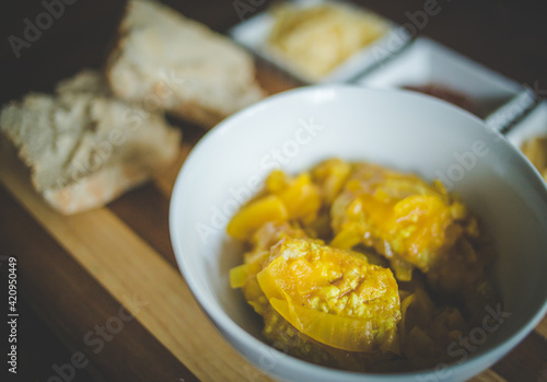 Close up image of traditional South African pickled fish served at easter in South Africa photo