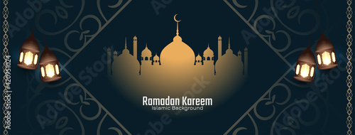 Decorative Ramadan Kareem islamic festival banner design