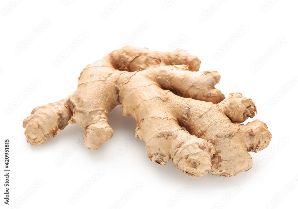 Fresh ginger on white background