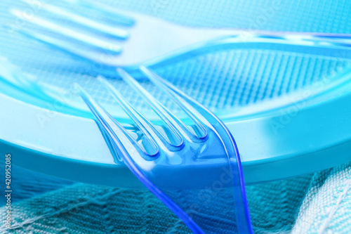 Blue plastic disposable for...