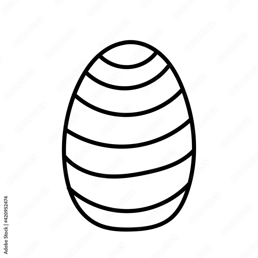 One easter egg with black line ornament on white background. Simple Spring holiday symbols One easter egg with black line ornament on white background. Simple Spring holiday symbols