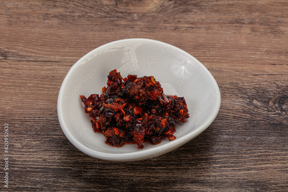 Fried chili pepper sauce with oil Fried chili pepper sauce with oil