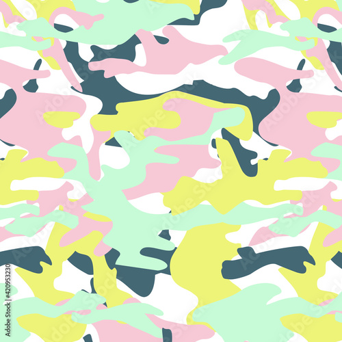 Fashionable camouflage pattern, vector illustration.Military print  Vector wallpaper © loftpearl