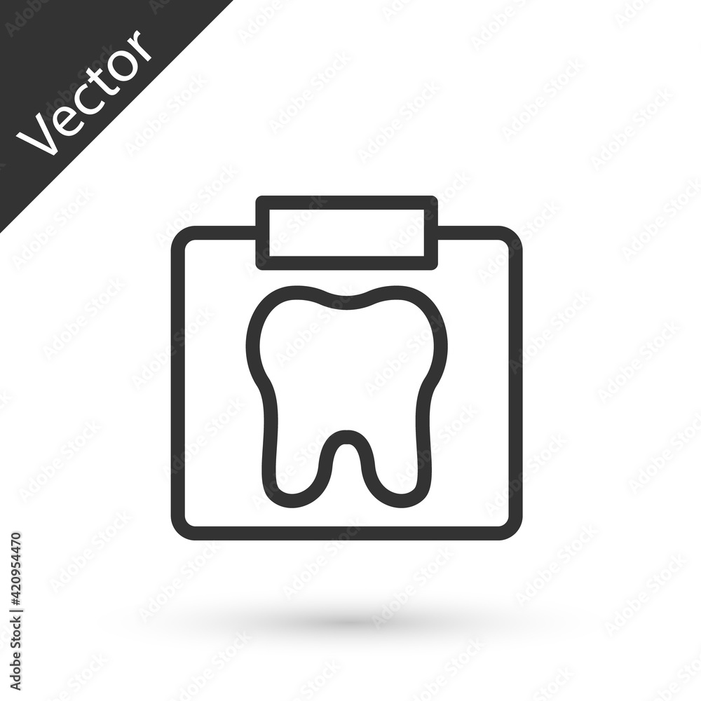 Grey line X-ray of tooth icon isolated on white background. Dental x-ray. Radiology image. Vector Grey line X-ray of tooth icon isolated on white background. Dental x-ray. Radiology image. Vector