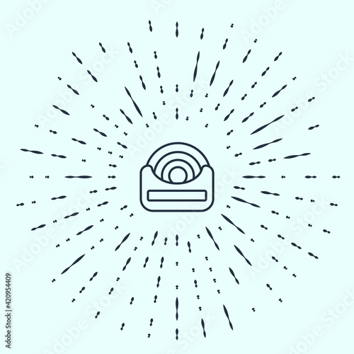 Black line Dental floss icon isolated on grey background. Abstract circle random dots. Vector