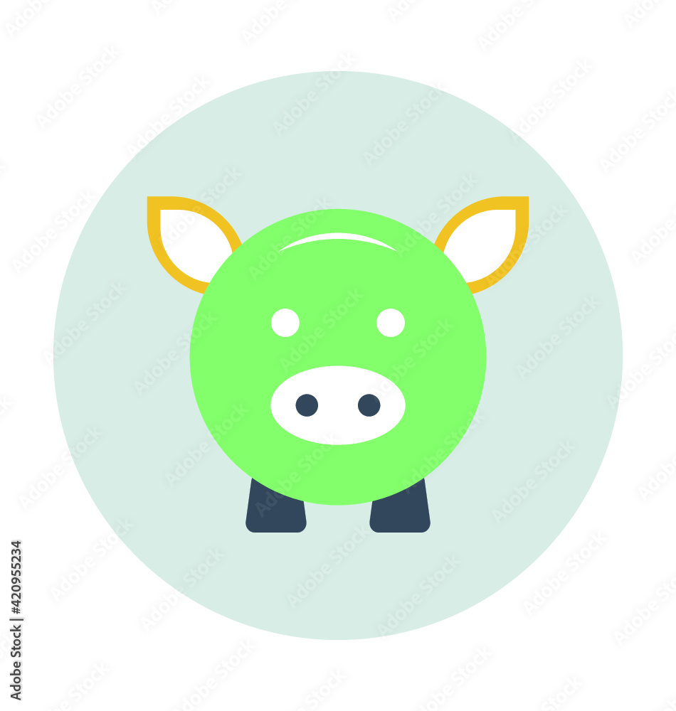 Fototapeta premium Piggy Bank Colored Vector Icon 