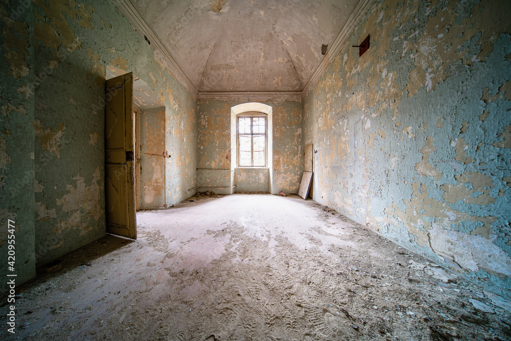 interior of an abandoned castle