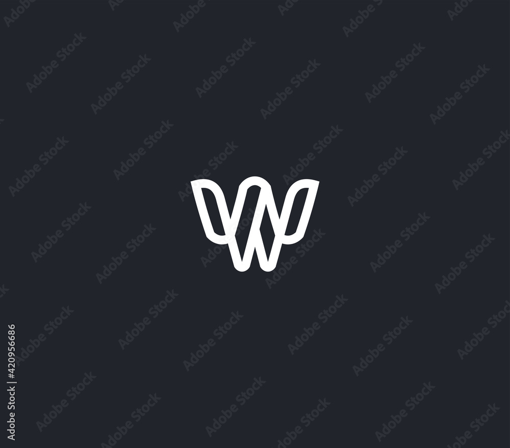 letter W monoline logo design vector letter W monoline logo design vector