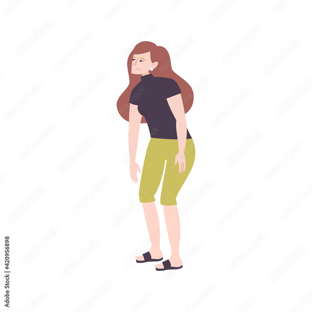 Tired Woman Flat Composition Tired Woman Flat Composition