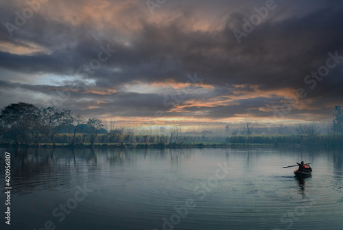 sunset on the lake