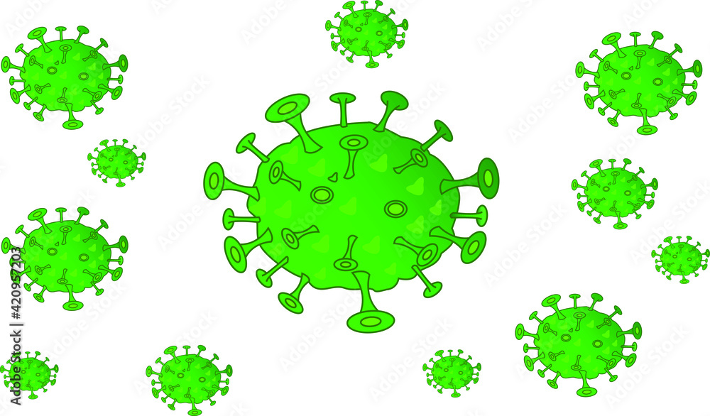 vector corona virus in green color gradations
